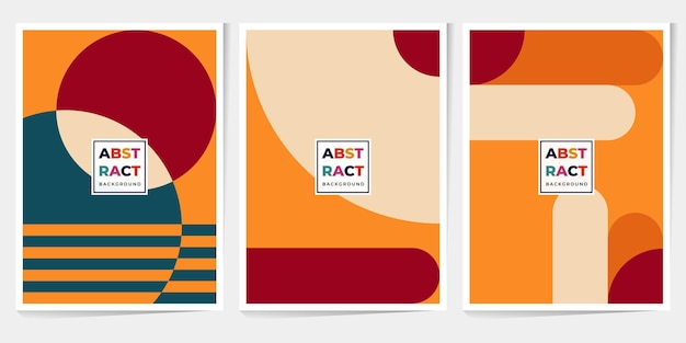 Abstract geometric pattern background vector minimal geometry poster with circle triangle and square lines art design Colored pattern background posters set