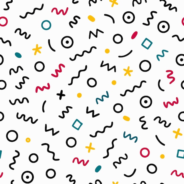 Abstract Geometric Pattern with Colorful Shapes and Lines