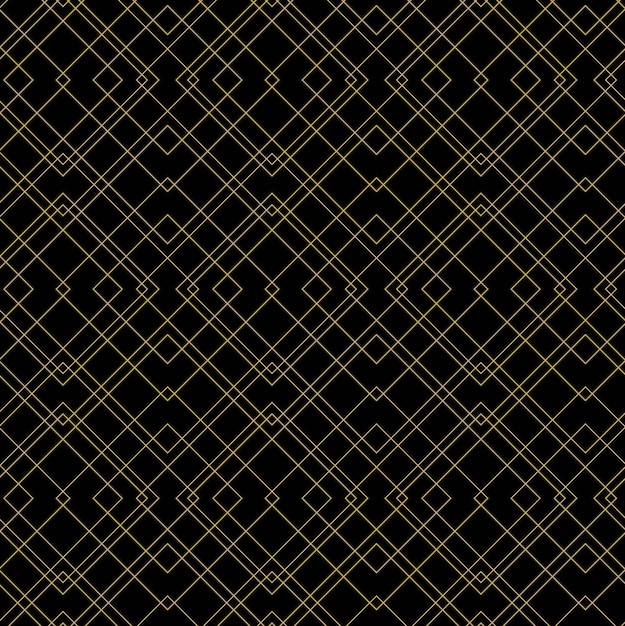Abstract geometric pattern with crosses stripes lines Seamless background Black and gold ornament