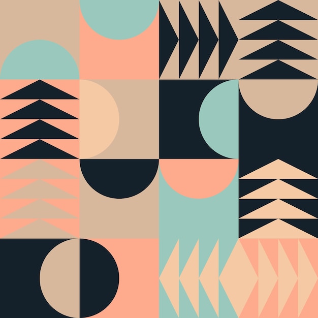 Abstract geometric pattern with simply drawn shapes and retro vibe ideal for decorative background