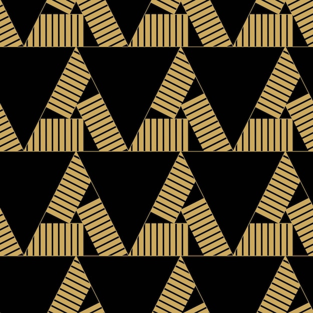 abstract geometric pattern with triangle and stripes on black background a seamless vector background graphic modern pattern black and gold pattern