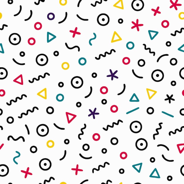 Abstract Geometric Patterns with Triangles Circles and Wavy Lines