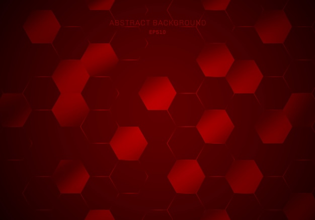 Abstract geometric red hexagons pattern background