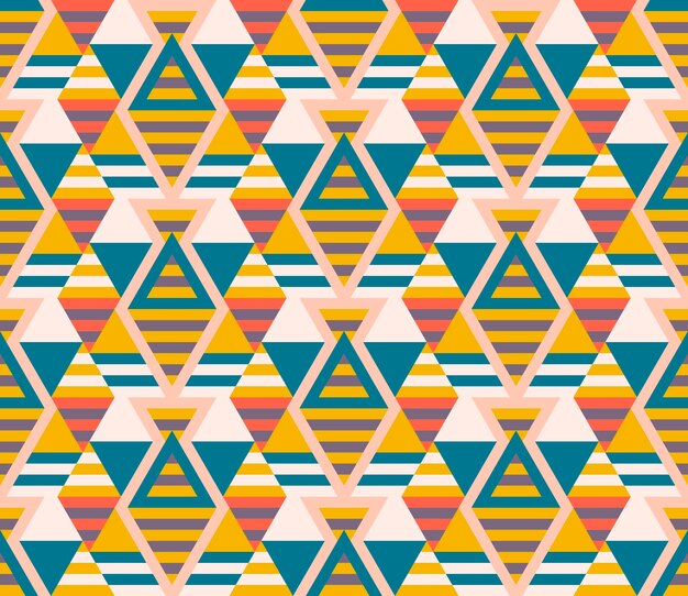 Abstract geometric seamless pattern with different shapes. Triangles, rhombuses, lines.