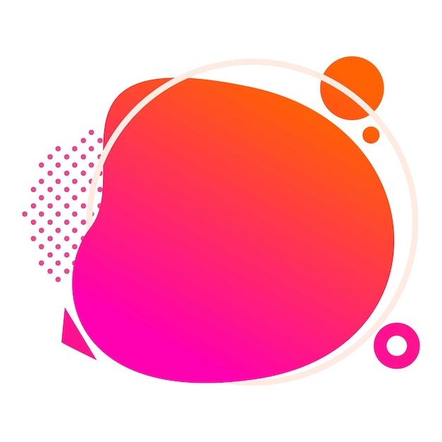abstract geometric shape with gradient color and circles on white background