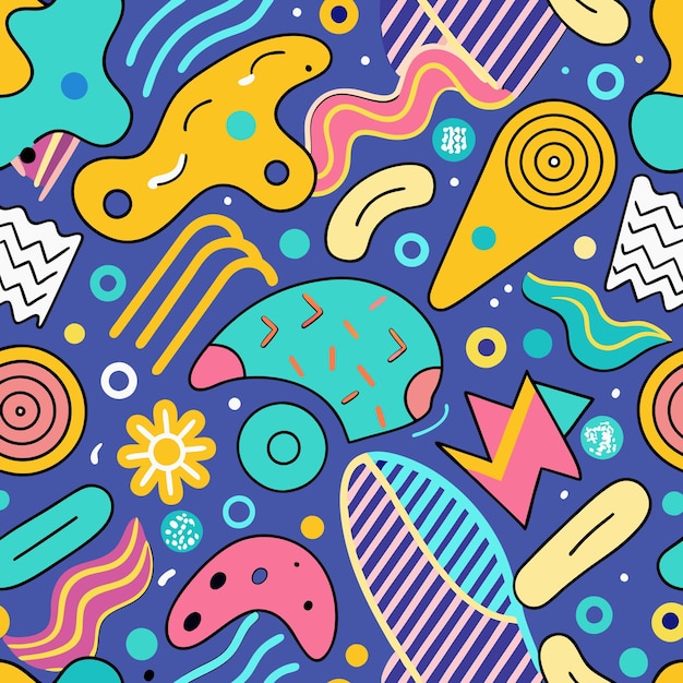 abstract geometric shapes seamless pattern bright colors