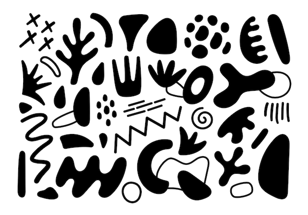 Abstract geometric shapes seamless pattern Vector Hand drawn various shapes and doodle objects Abstract contemporary modern style pattern Trendy black and white illustration Stamp texture