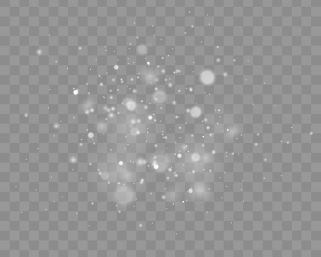 Abstract glowing bokeh lights. Bokeh lights effect isolated on transparent background. Festive white luminous background.  