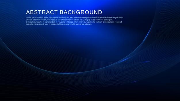 Abstract glowing lines wave Shiny moving lines for technology futuristic on dark blue backdrop