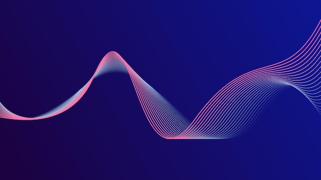 Abstract glowing wave lines on dark blue background Modern flowing wavy lines Futuristic technology concept