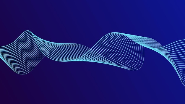 Abstract glowing wave lines on dark blue background Modern flowing wavy lines Futuristic technology concept