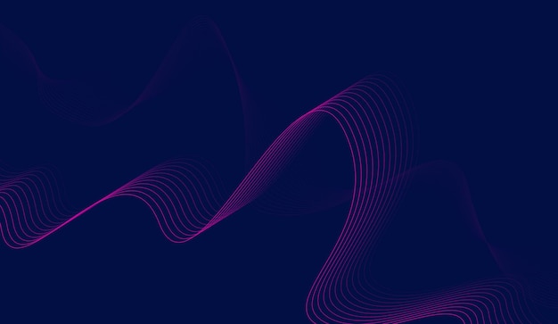 Abstract glowing wave lines on dark blue background Modern flowing wavy lines