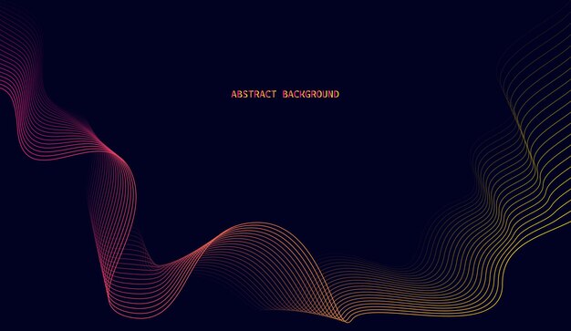 Abstract glowing wave lines on dark blue background Modern flowing wavy lines