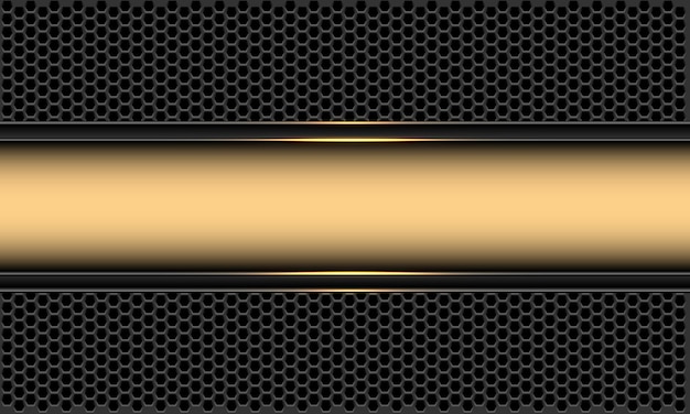 abstract gold banner on grey metallic hexagon mesh geometric design modern luxury background vector