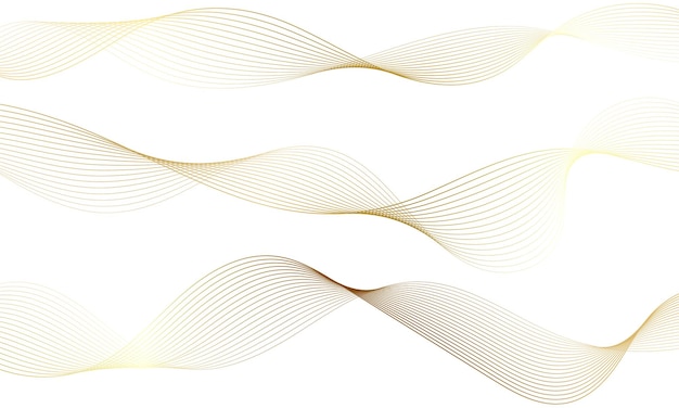 Abstract gold gradient background wave element for design. Stylized wave with lines.