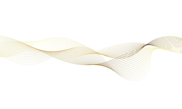 Abstract gold gradient background wave element for design. Stylized wave with lines.