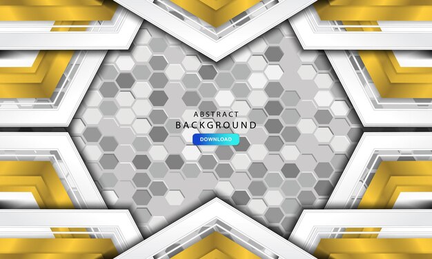 Abstract gold line direction with hexagon blank space