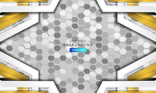 Abstract gold line direction with hexagon blank space
