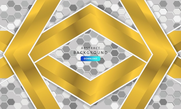 Abstract gold line direction with hexagon blank space