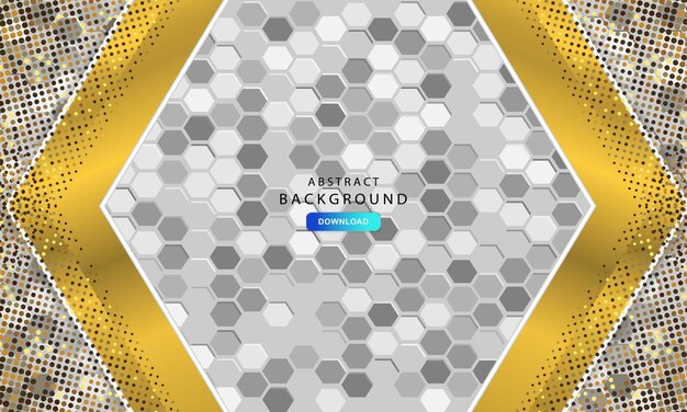 Abstract gold line direction with hexagon blank space
