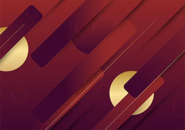 Abstract gold lines pattern business technology on red gradients background.