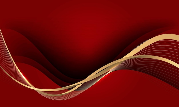 abstract gold red ribbon curve overlap on grey luxury background vector