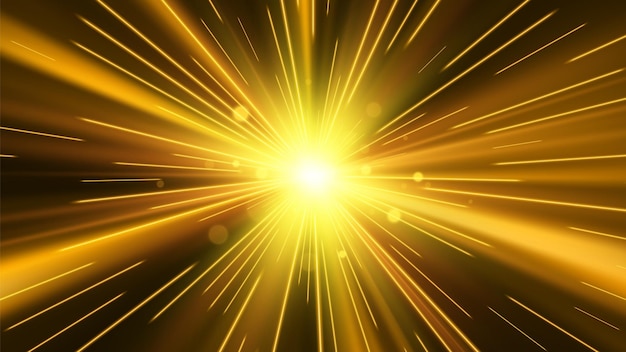 abstract gold star or sun explosion effect fast motion effect vector background
