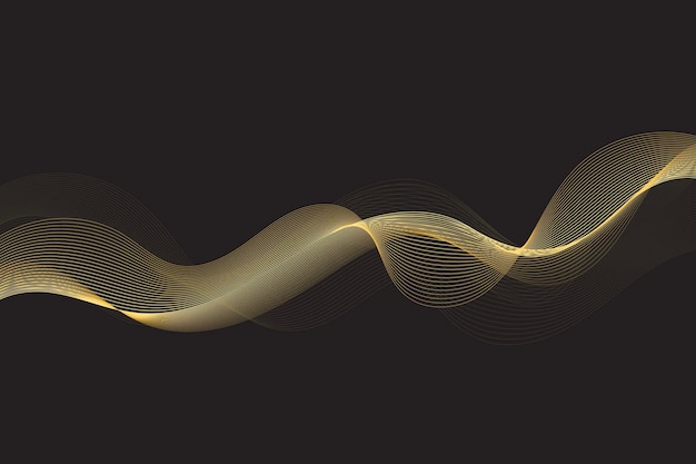 Abstract golden waves on a black background flowing gracefully ideal for elegant and modern design