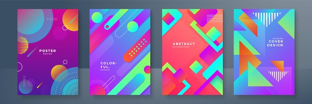 abstract gradient geometric cover designs trendy brochure templates colorful futuristic posters vector illustration