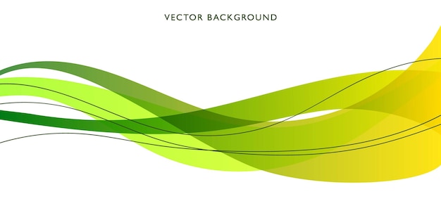 abstract green and yellow waves flowing across a white backdrop