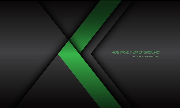 abstract green arrow direction dark grey shadow line on blank background.