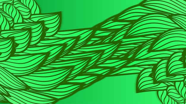 Abstract green web background of doodle shapes lines on green background