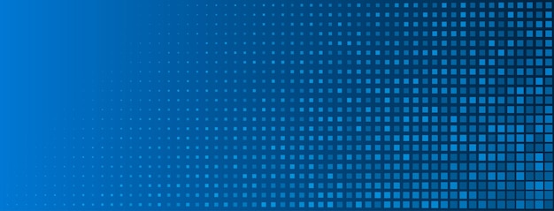 abstract halftone background made of small square dots of different sizes in blue colors