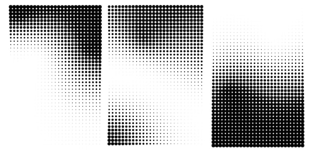 abstract halftone dotted background set of pointillism gradient pattern in dotwork style dotted set of shapes stipple elements rain noise halftone objects vector template