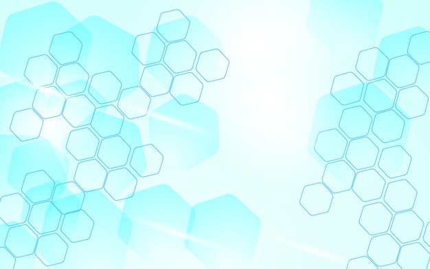 Abstract hexagonal blue light technology background vector