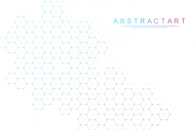 abstract hexagonal boxes background. molecular structure with hexagons lines and dots. medical  template design. science and technology concept.  