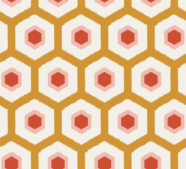 Abstract Hexagons Geometric Retro Scribble Style Seamless Pattern Trendy Fashion Colors Perfect