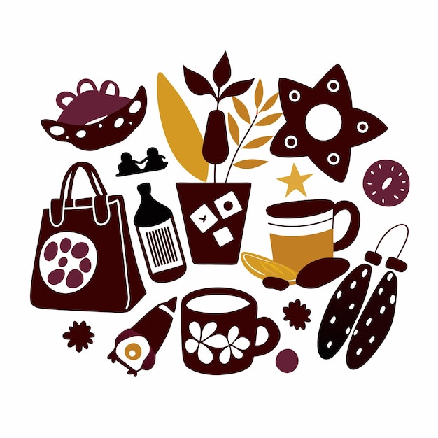 Abstract illustration with various shapes and objects