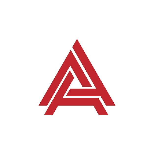 Abstract initial letter A or AA logo in red color isolated in white background