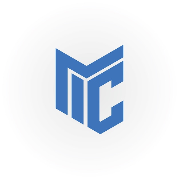 Abstract initial letter MC or CM logo in blue color isolated in white background
