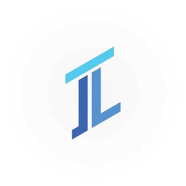 Abstract initial letter TL or LT logo in blue color isolated in white background