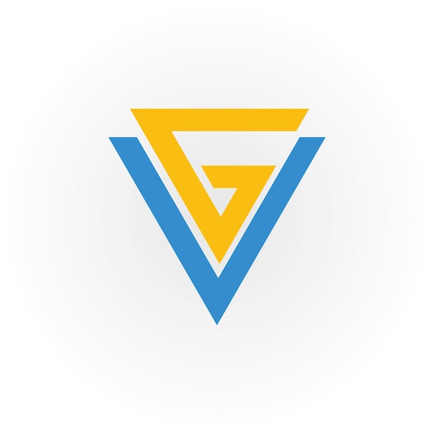 abstract initial letter vg or gv logo in blue-yellow color isolated on white background