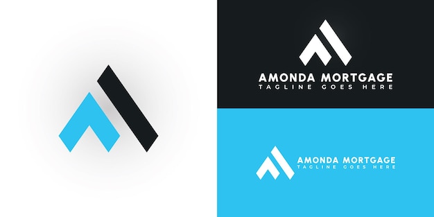 abstract initial triangle letters am or ma logo in blueblack color isolated on multiple backgrounds