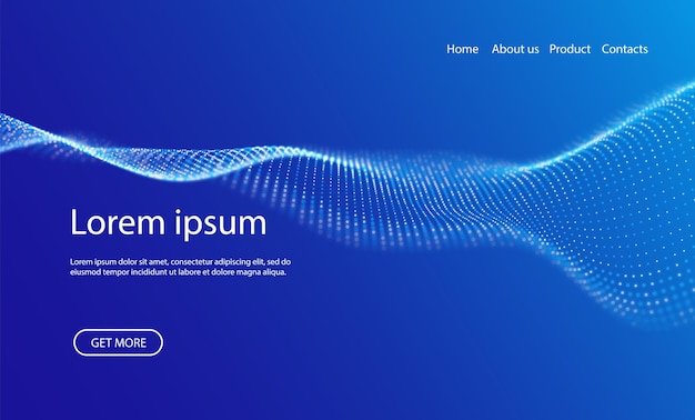 Abstract landing page background with blue particles Pattern point visualization