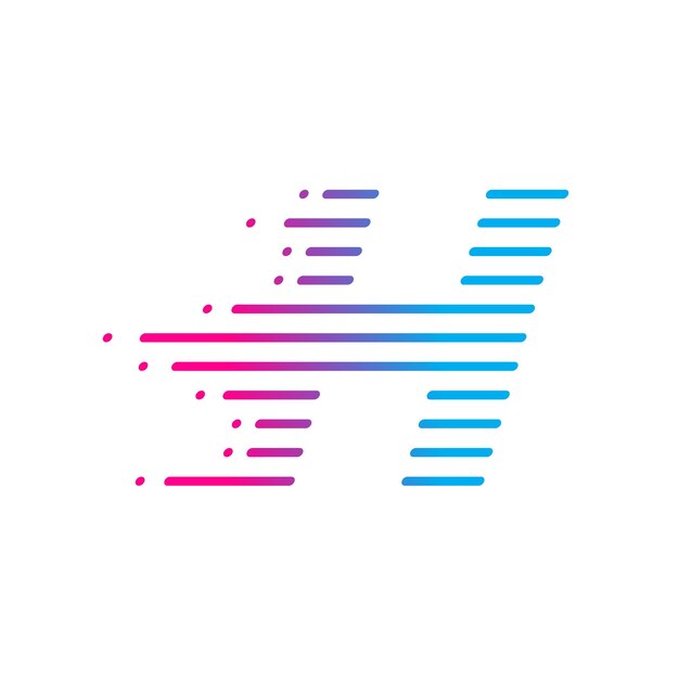 abstract letter h logo with lines concept for send data and faster speed business company