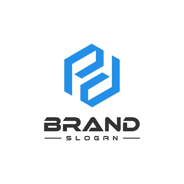 Abstract Letter P D Logo Line Hexagon Creative Simple Design Template