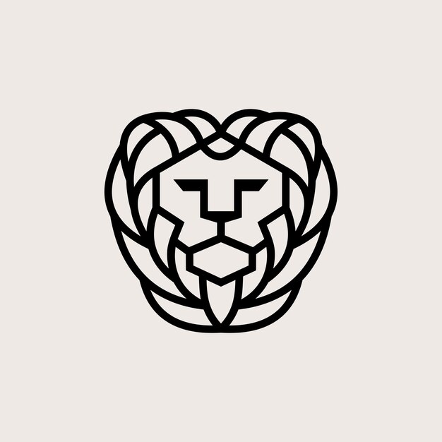 abstract line lion head logo