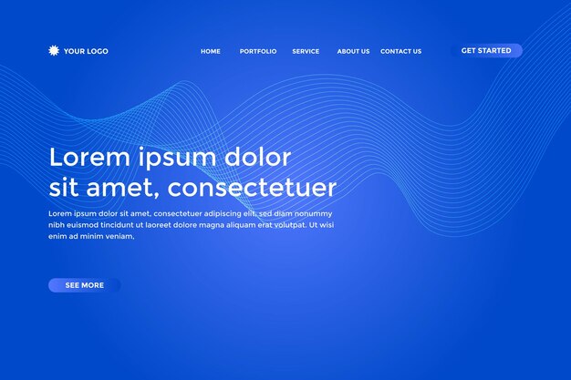 Abstract line wave blue gradient landing page