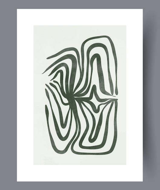abstract lines green seaweed wall art print