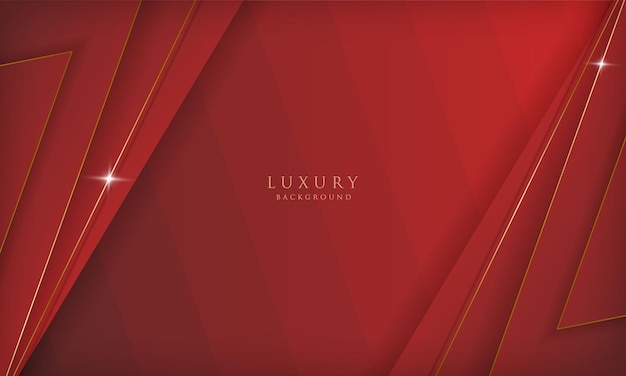 Abstract luxury red background with golden lines sparkling geometric shapes